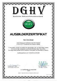 DGHV Zertifikat zertifizierter Hundetrainer nach DGHV Standard