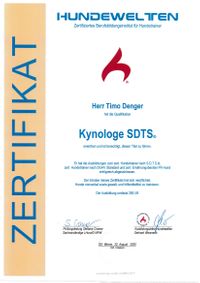 Kynologie Zertifikat zertifizierter Kynologe S.D.T.S.